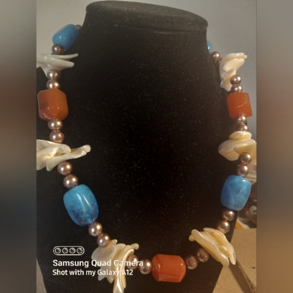 Seashell and Glass Bead Necklace
